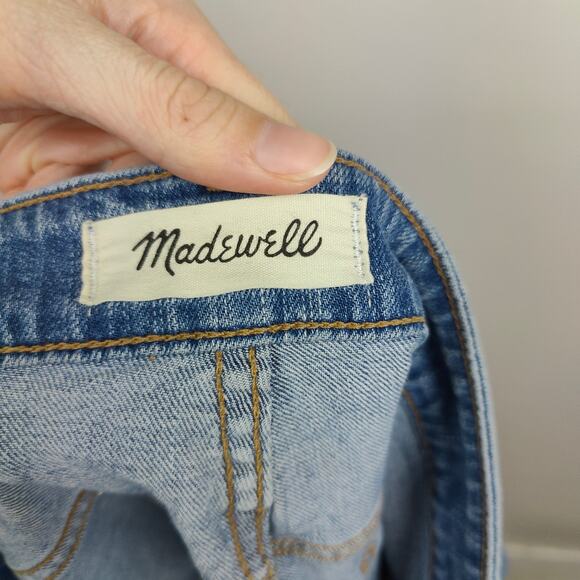 Madewell Classic Straight Jeans Women 35 Corson Medium Wash Distressed Plus Size - Picture 9 of 13